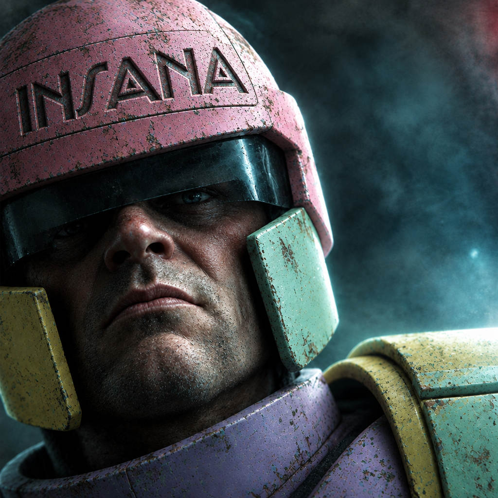 Pastel future enforcer with embossed INSANA helmet logo